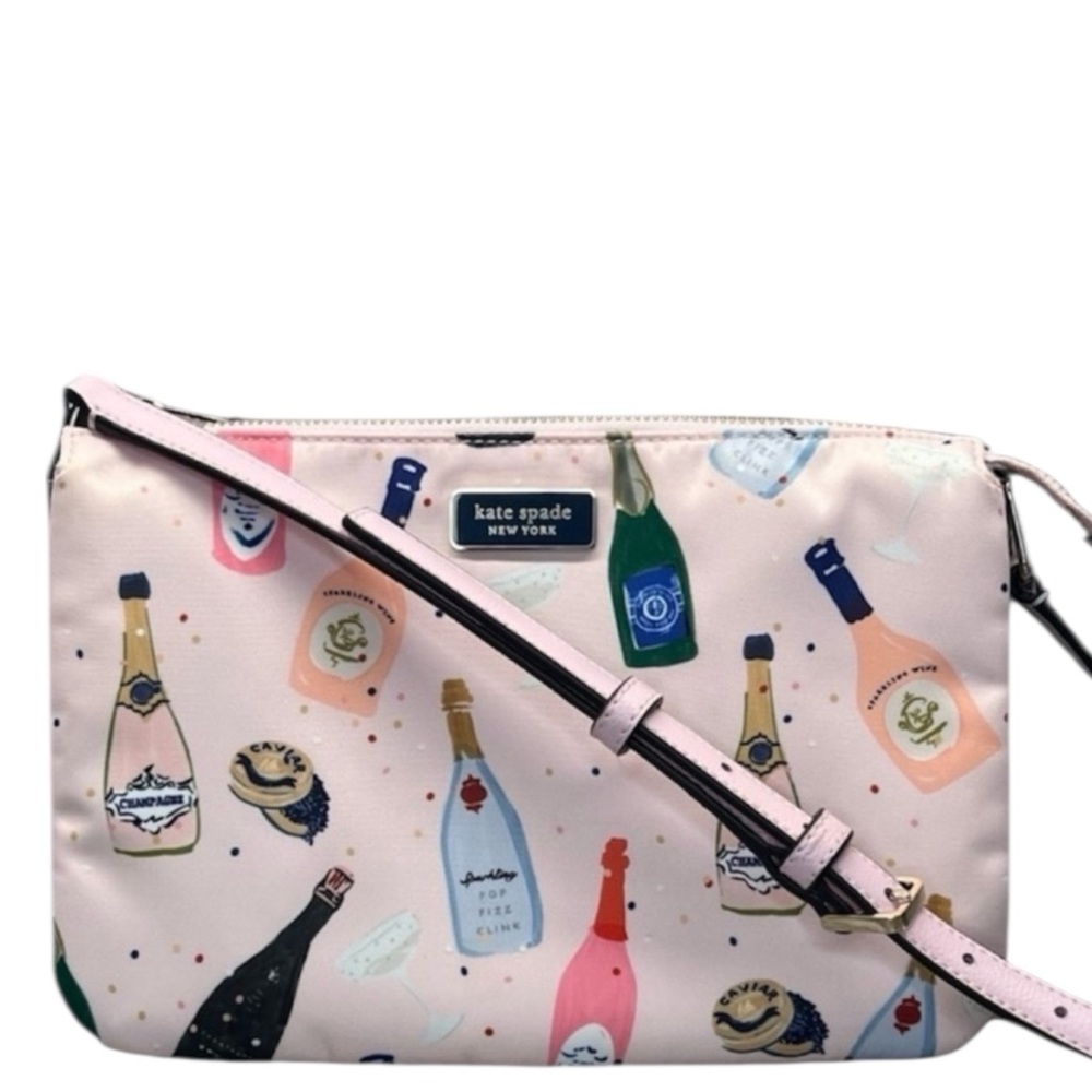 Kate Spade Dawn Champagne Triple Gusset Crossbody Bag,Non-Branded Keychain,Socks